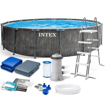 Շրջանակային լողավազան Intex Prism Շրջանակ 457x122սմ «Գրեյվուդ» 16805լ, զտիչ պոմպ 3785լ/ժ, սանդուղք, հովանոց