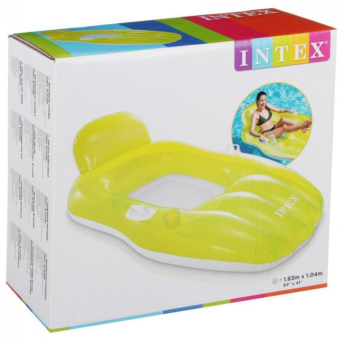 Intex 56805 Փչովի լողի ներքնակ-բազկաթոռ 163x104 սմ բռնակներով, մինչև 100 կգ, 9 տարեկանից, 2 գույն