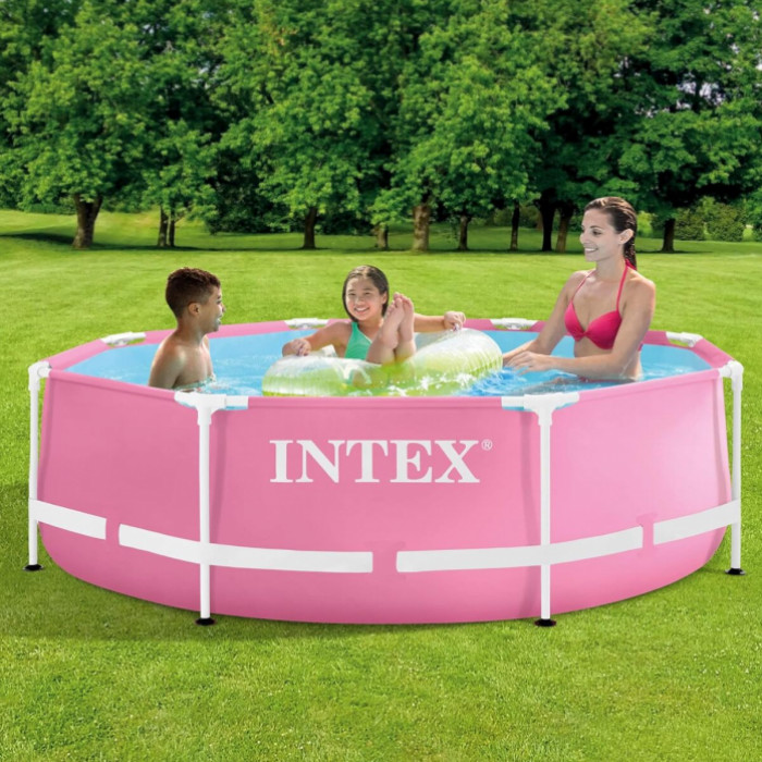 Intex 28290 շրջանակով լողավազան՝ վարդագույն մետաղական շրջանակով, 244x76 սմ, 2843 լ