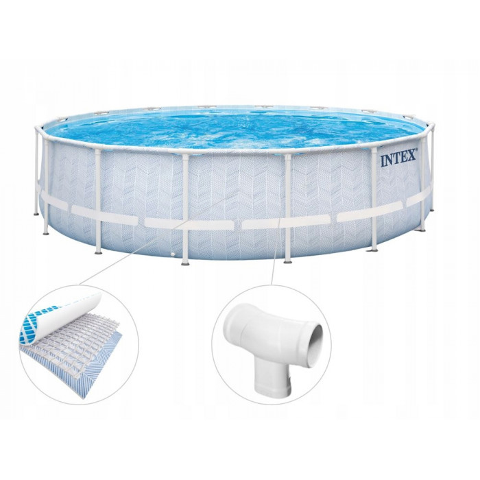 Intex 26746 շրջանակով լողավազան Chevron Prism շրջանակ 488x122սմ, 19156լ, լց.-փոքր։ 5678 լ/ժ, սանդուղք, ծածկ, հենարան։
