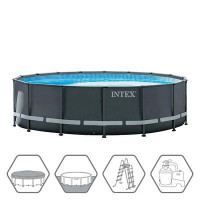 Intex 26326 շրջանակով լողավազան Ultra XTR շրջանակ 488x122սմ, 19156լ, ավազի ֆիլտր-հագեցածություն 4500 լ/ժ, սանդուղք, ծածկ, հենարան։