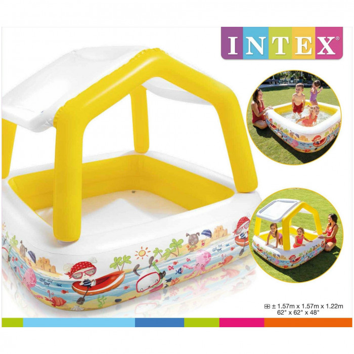 Intex 57470 Մանկական փչովի լողավազան 157x157x122 սմ Տուն ծածկով, 280 լ, 2 տարեկանից սկսած Intex 57470 Մանկական փչովի լողավազան 157x157x122 սմ Տուն ծածկով, 280 լ, 2 տարեկանից սկսած
