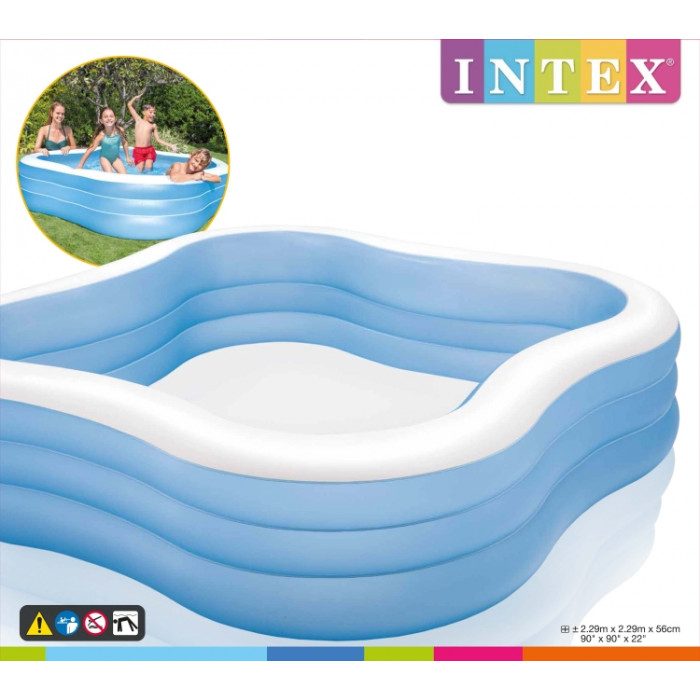  Intex փչովի քառակուսի լողավազան, 229x229x56 սմ, Ընտանեկան լոգանք 6 տարեկանից